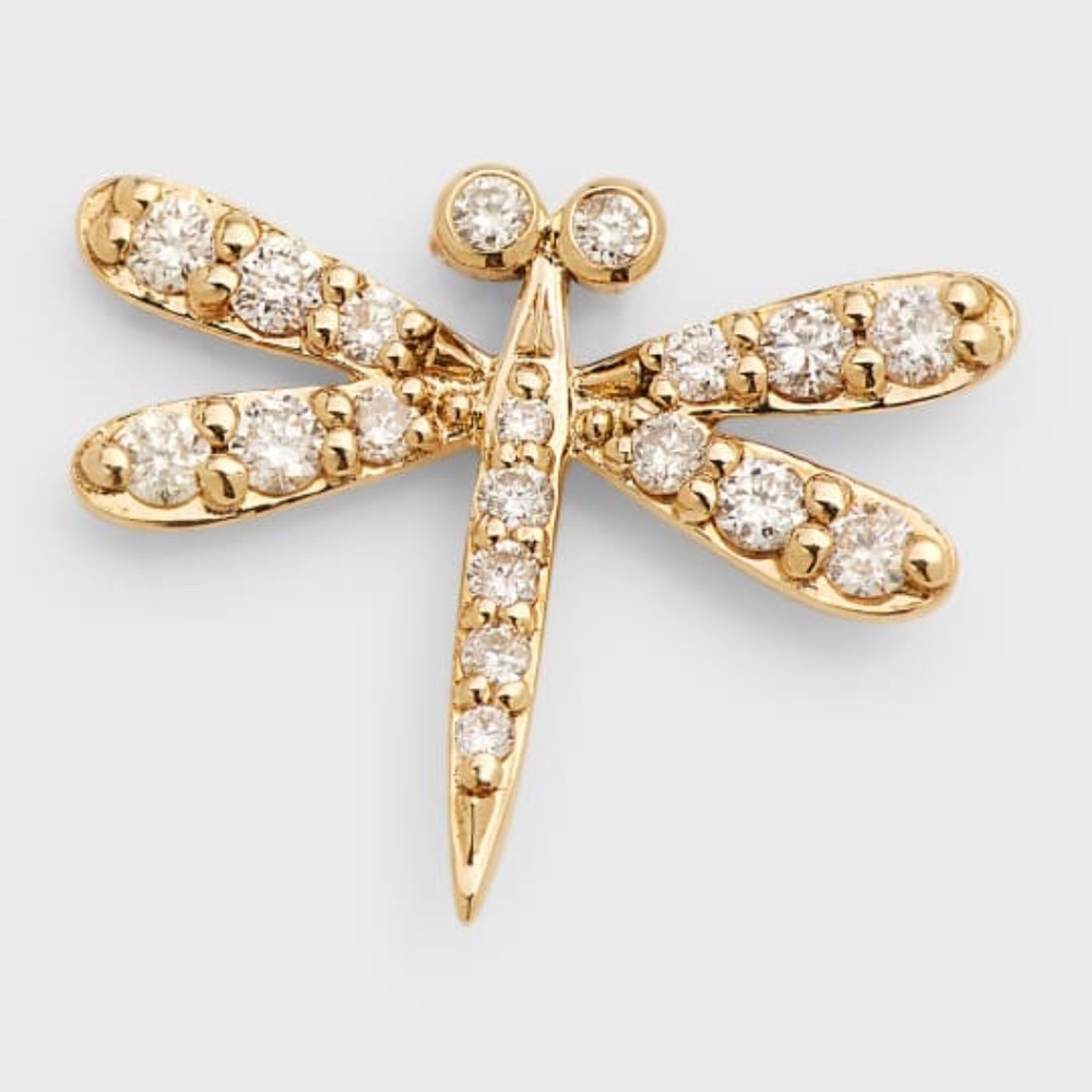 Sydney Evan 14K Diamond Dragonfly Stud Earrings